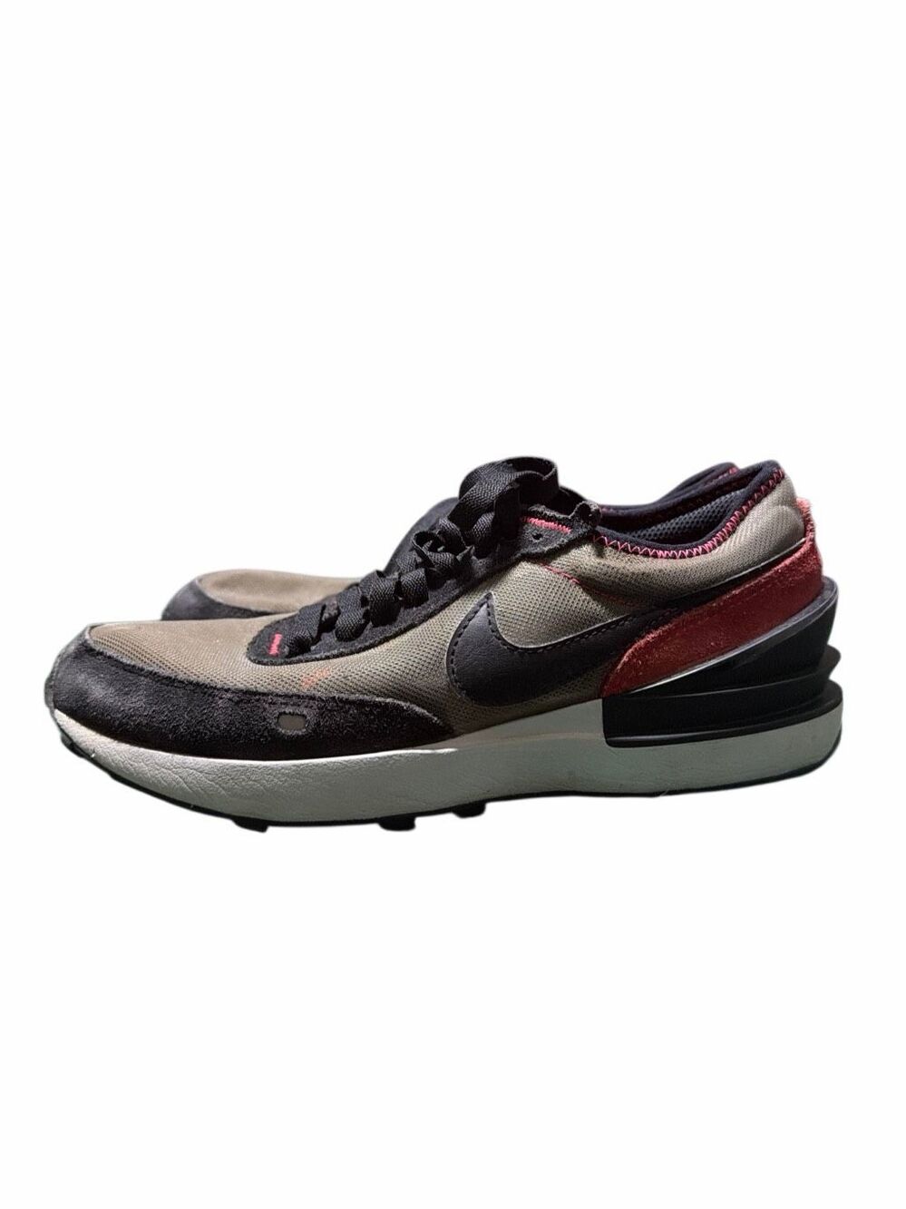 Nike Waffle One Flat Pewter Siren Red Athletic Shoe DC0481-006 Youth Size US 4.5
